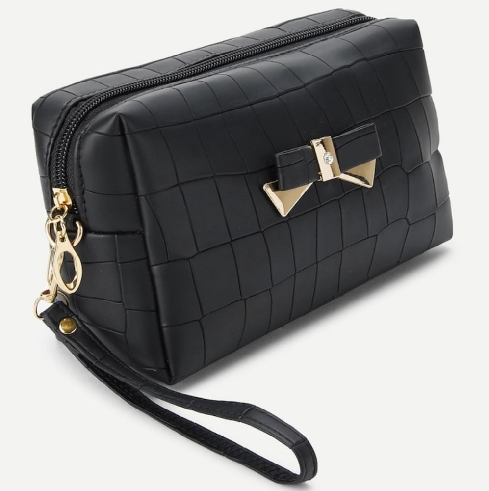 🖤BOW BLACK & GOLD MAKEUP POUCH 🖤